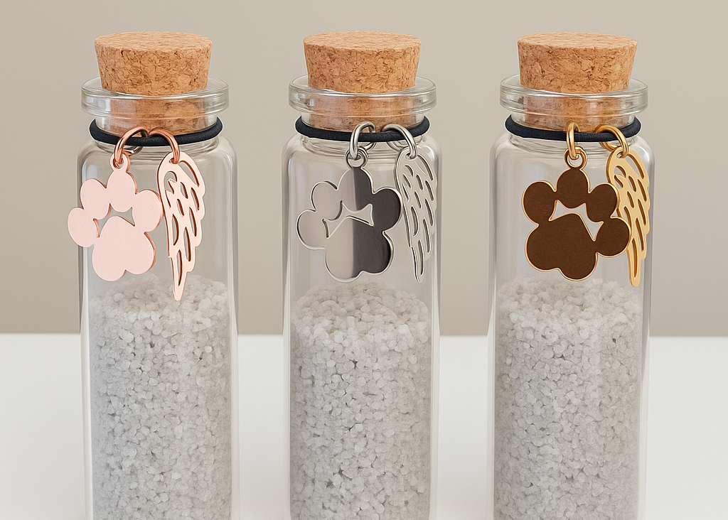 Gedenkflasche - Gold, Silber und Roségold 