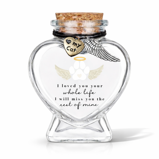 Memorial Flesje met de tekst: "I loved you your whole life, I will miss you the rest of mine" 