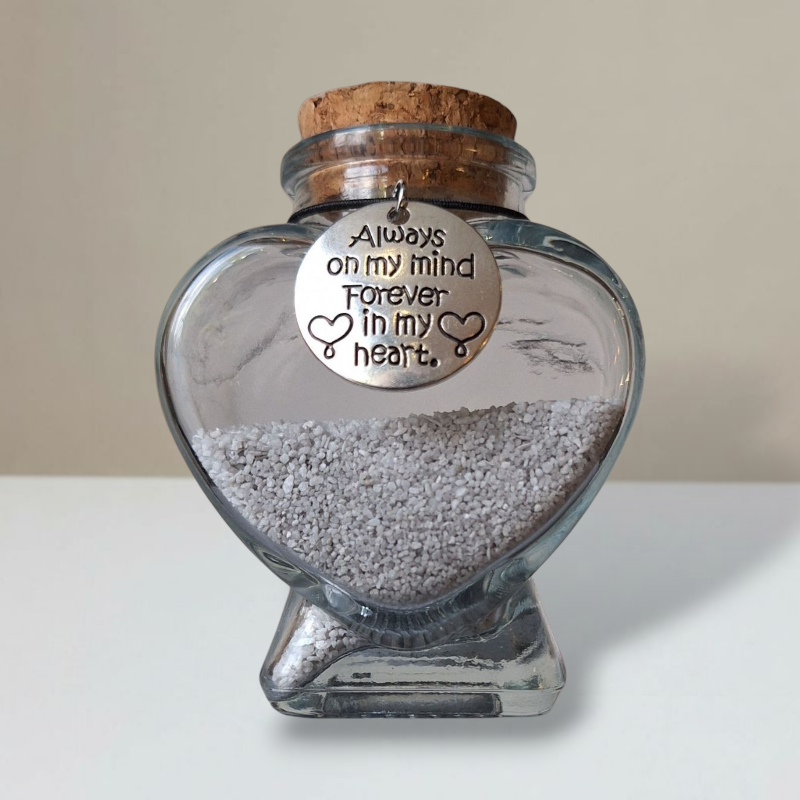 Gedenkflasche - Runder Anhänger mit Text