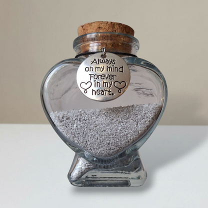 Gedenkflasche - Runder Anhänger mit Text