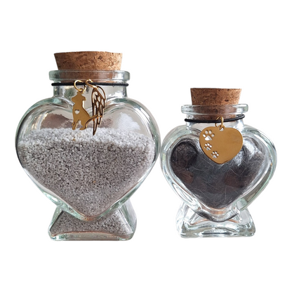 Memorial flesjes voor haar en as van hond - Set van 2