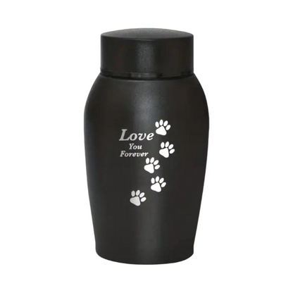 Zwarte RVS Urn met Pootafdrukjes – Love you forever - 500 ML