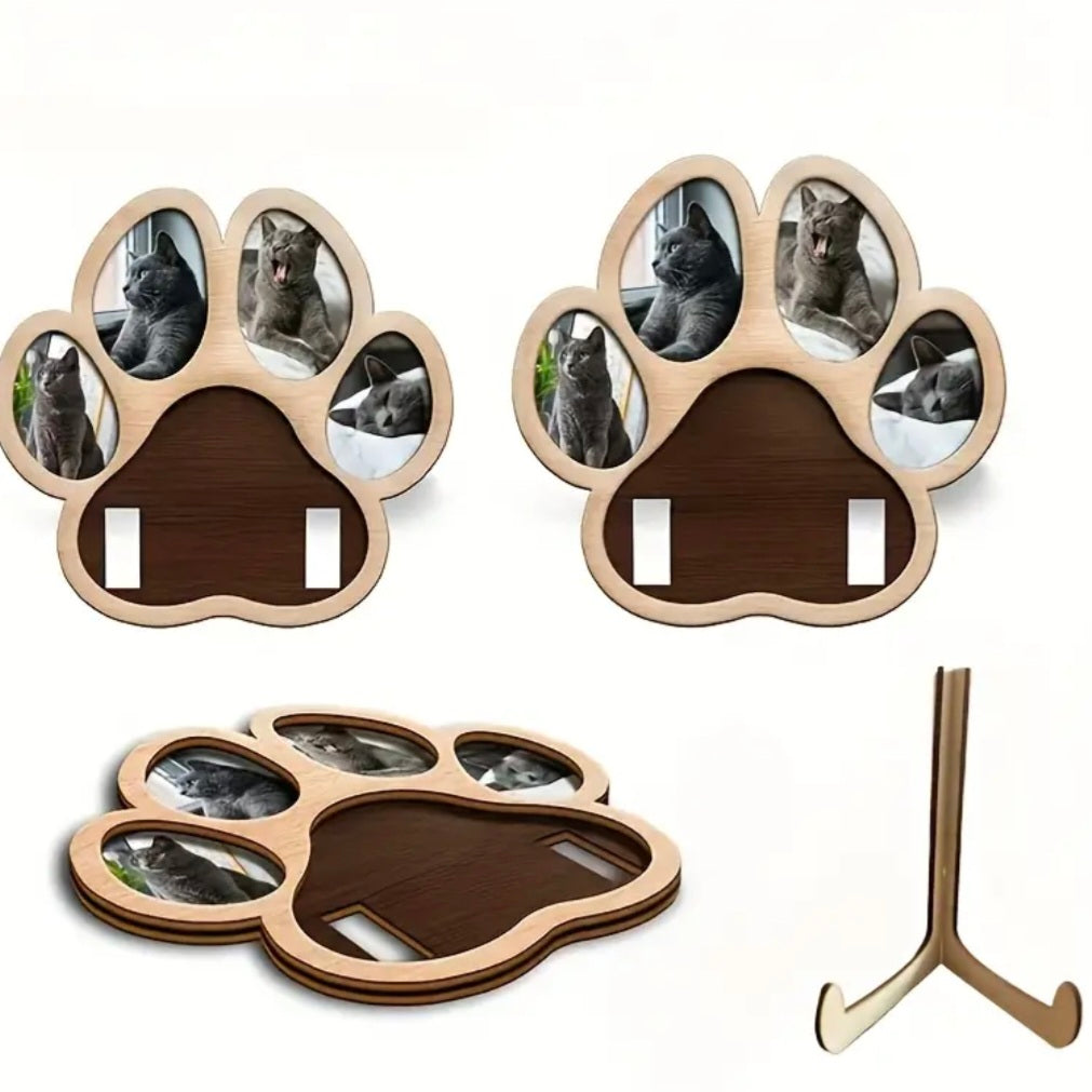 Pootvormige fotolijst met halsbandhouder - Met memorial flesje