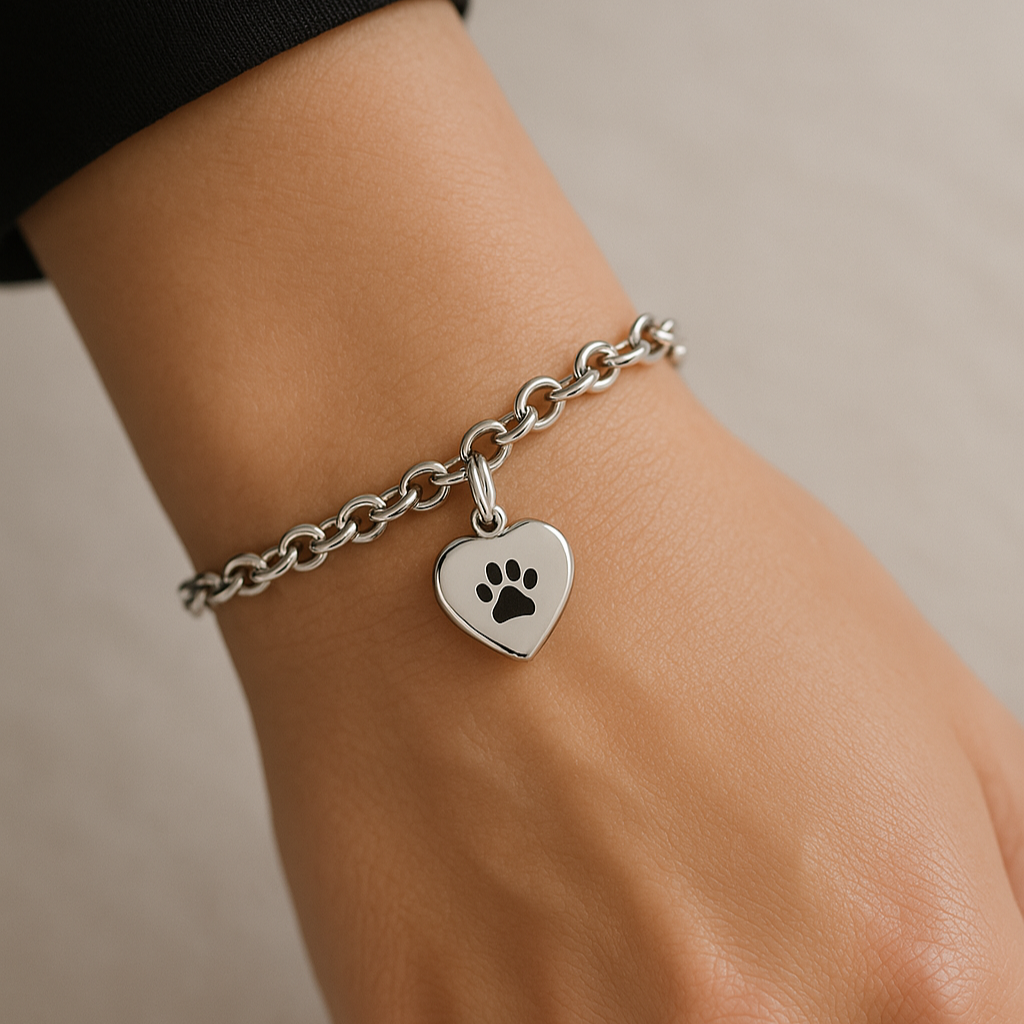 Ash Armband - Pfotenabdruck - Silber und Schwarz 