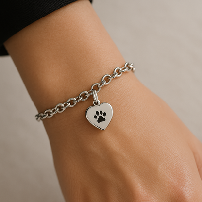 Ash Armband - Pfotenabdruck - Silber und Schwarz 