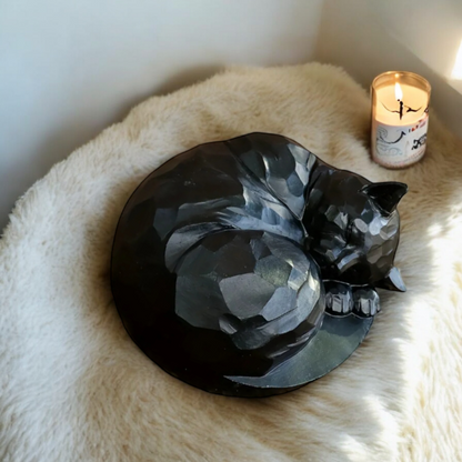 Katten Urn - Zwarte Kattenurn – Slapend Katje - Geschikt voor Binnen en Buiten - Een Bijzondere Herinnering aan Jouw Kat - Urn voor Kat
