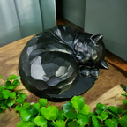 Katten Urn - Zwarte Kattenurn – Slapend Katje - Geschikt voor Binnen en Buiten - Een Bijzondere Herinnering aan Jouw Kat - Urn voor Kat
